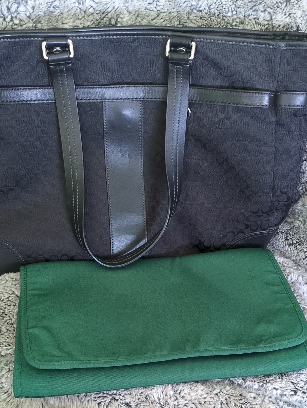 Vintage Coach Baby Bag - Black Signature Canvas Tote with Leather Trim - Picture 4 of 8